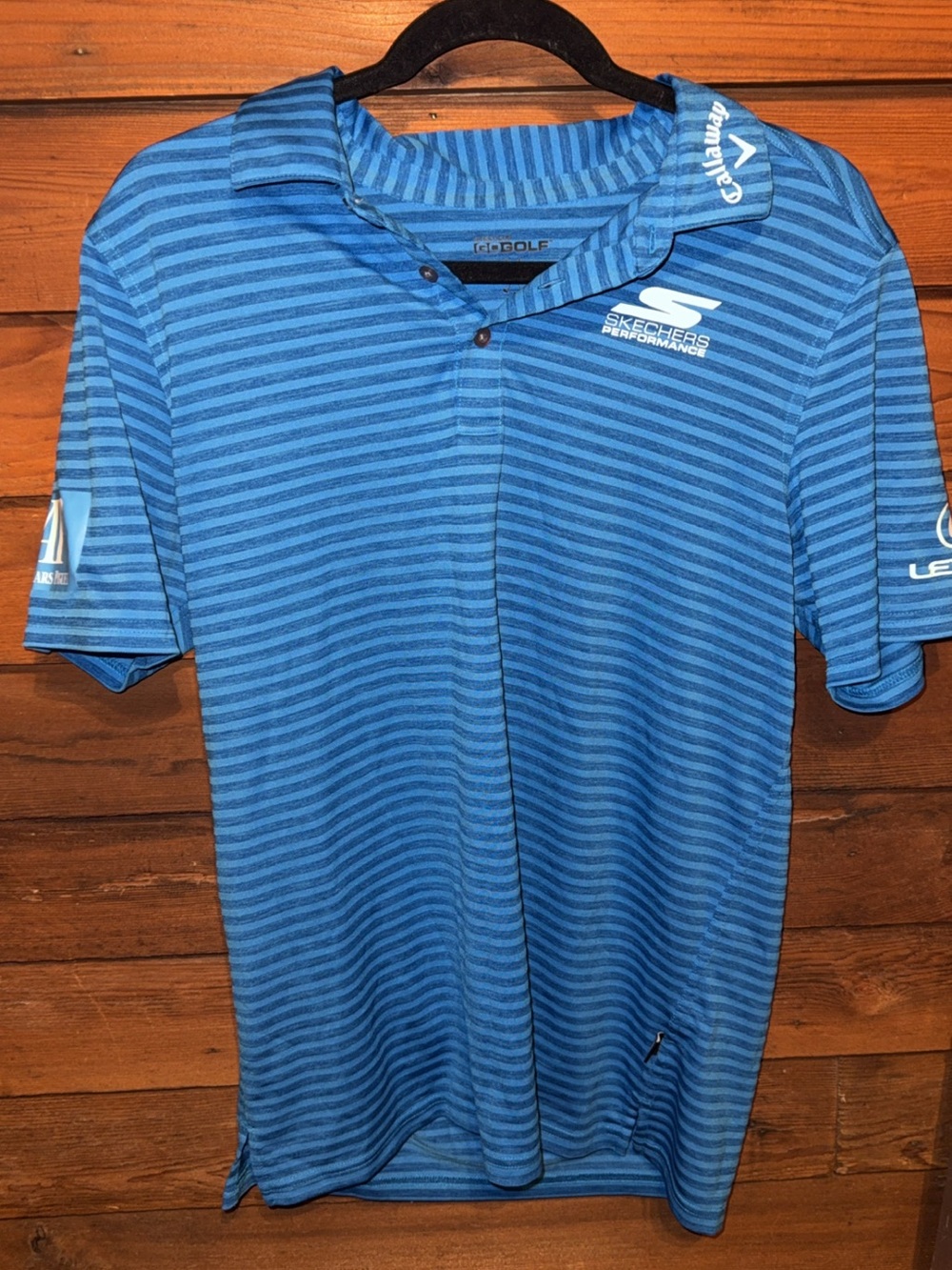 Callaway Blue Striped Performance Golf Polo